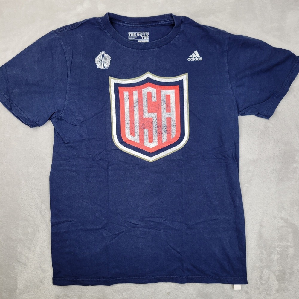 Team USA Hockey Shirt Mens Medium Adidas Team Club World Cup 2016 Crewneck Adult